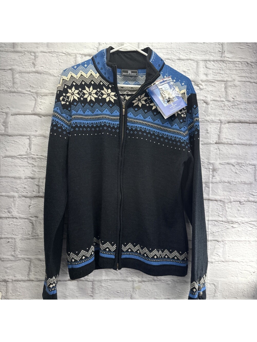 Dale Of Norway Utne Wool Women’s Sweater Full Zip Black/Blue Size XL